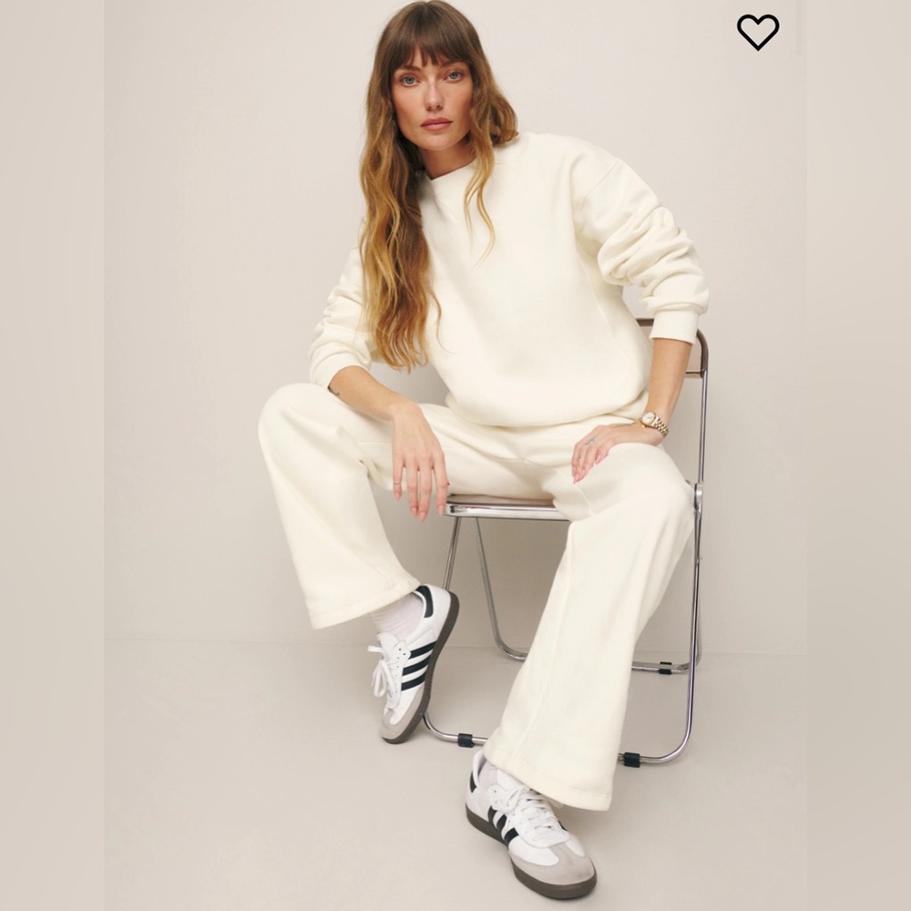 NWT! Reformation Wide Legged Sweatpant in Vintage White XS